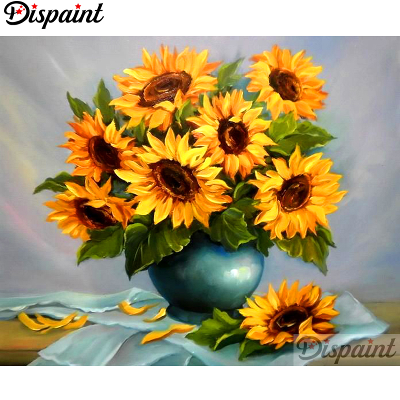 Embroidery Yellow Flower - Dispaint Pieno Quadrato/Rotondo Trapano 5D Pittura