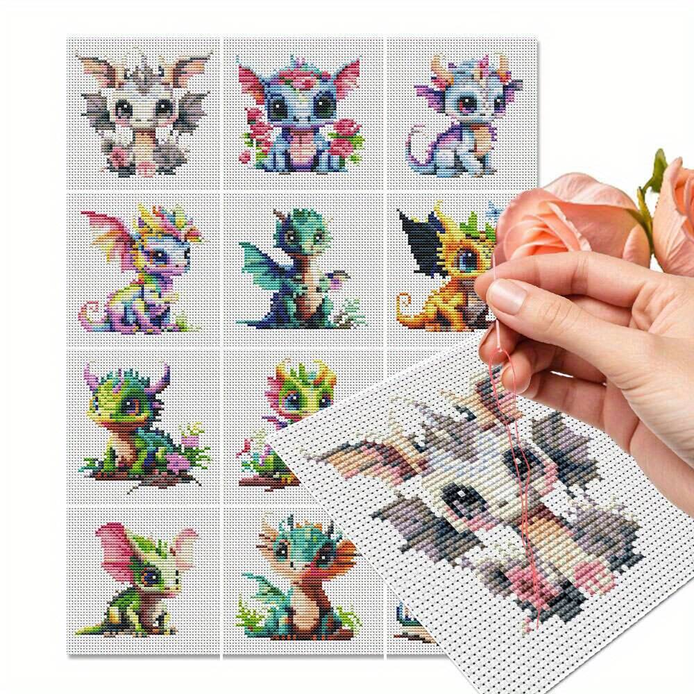 Embroidery Tas - 12 pezzi drago punto croce 11CT