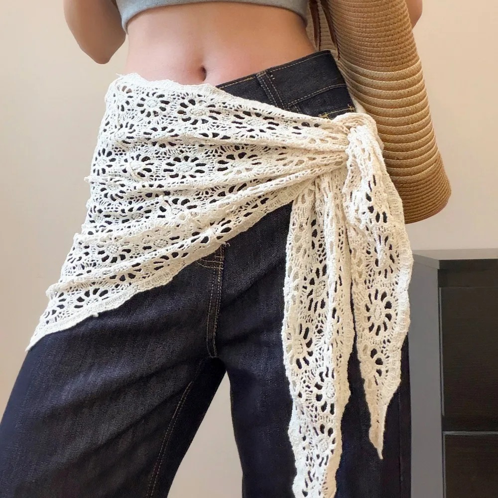 Embroidery Converter - Sciarpa triangolare in maglia traforata, foulard,