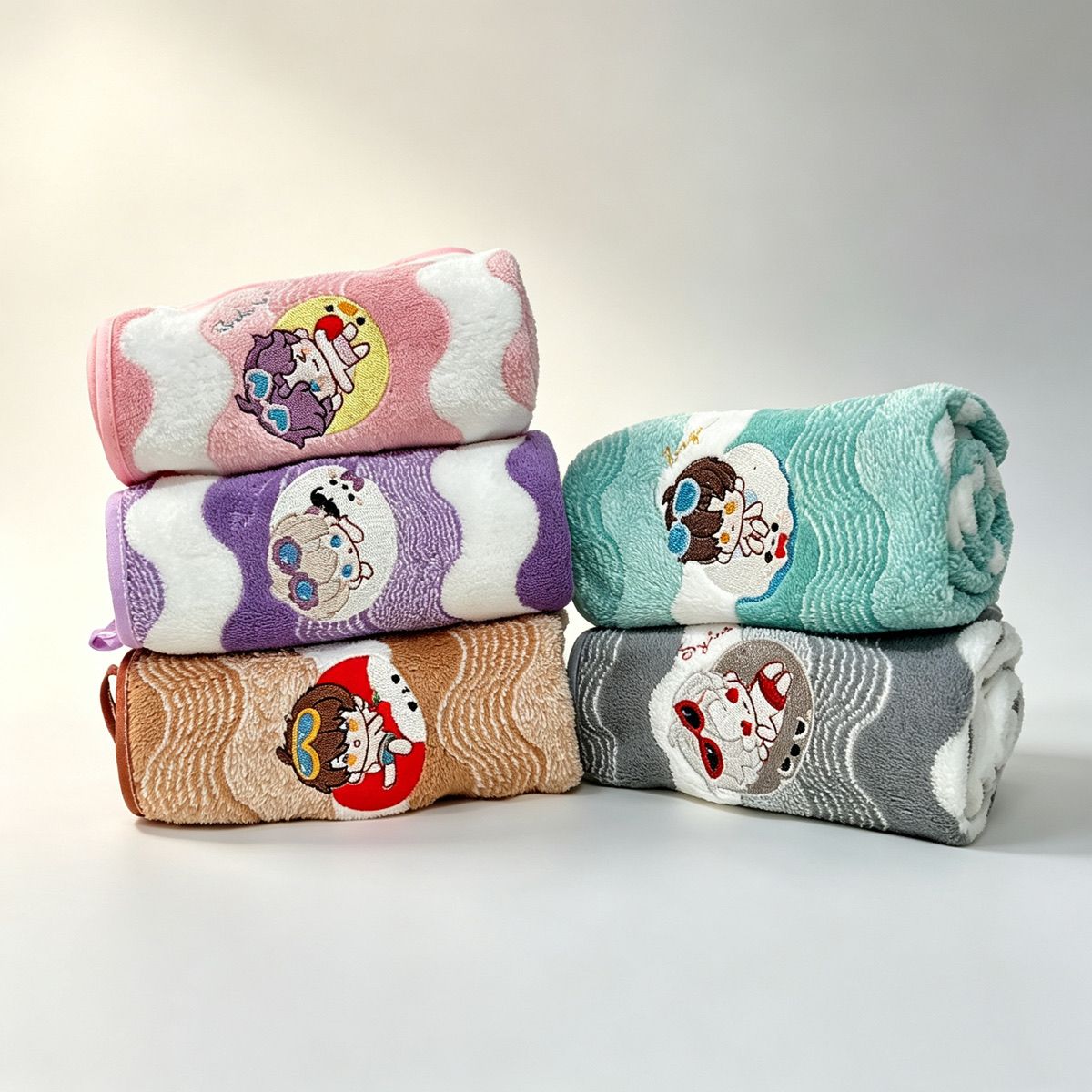 Embroidery Love - Asciugamano in pile corallo Anime Love