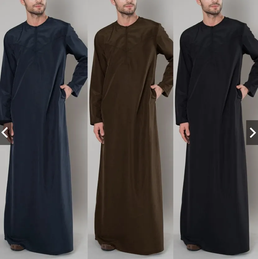 Embroidery Arabic - Eid Musulmano Jubba Thobe Uomini Ramadan