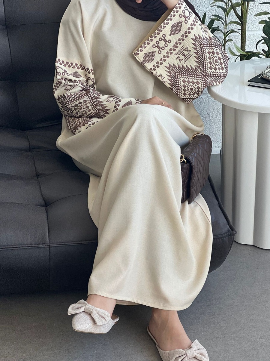 Embroidery Arabic - Eid Abaya musulmano per le donne