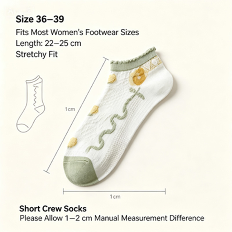 Calzini da donna con volant, 5 - Embroidery Yellow Flower recensione e prezzo